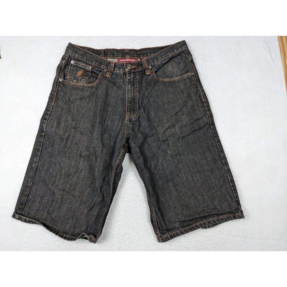 Rocawear Mens Denim Jean Shorts Size 36 Black